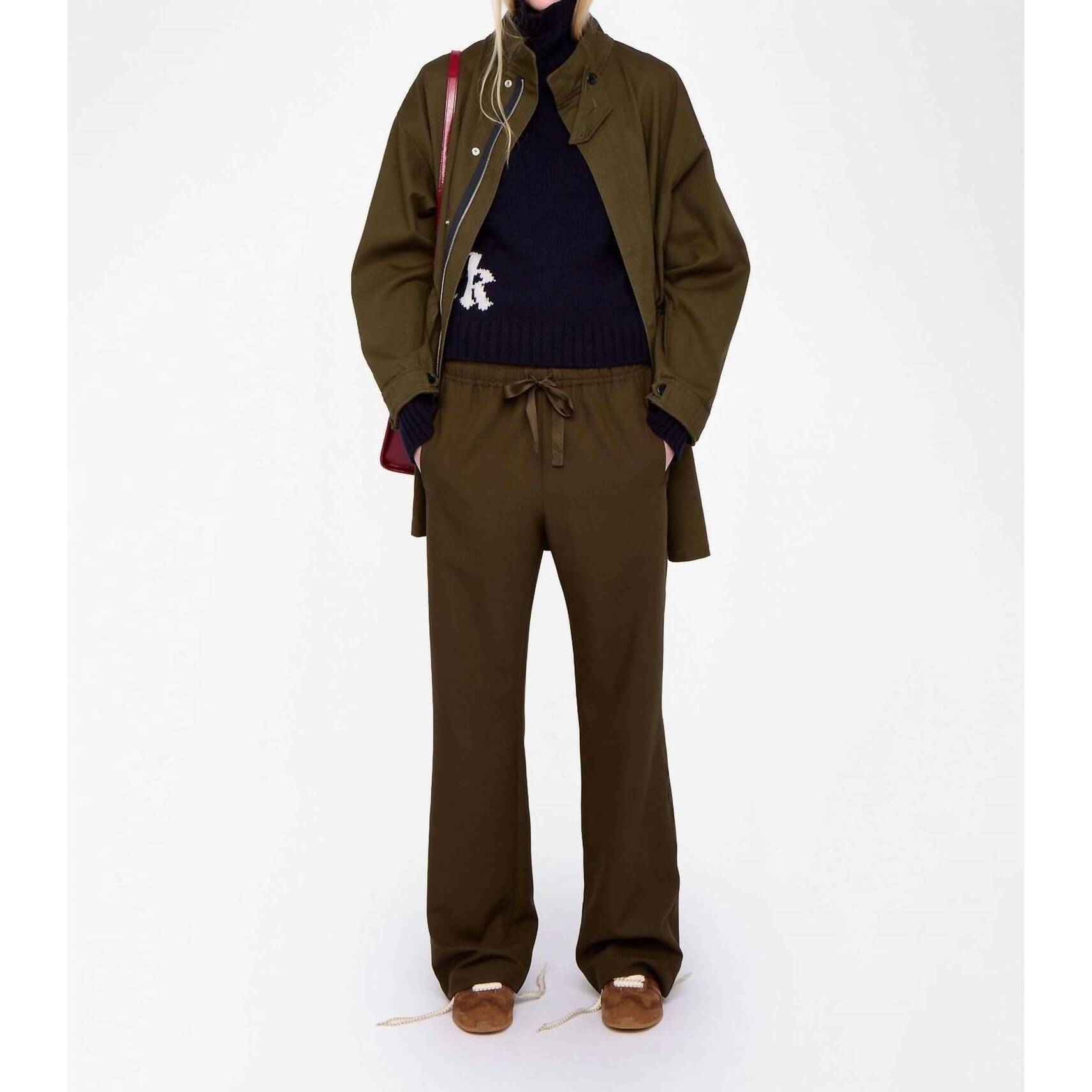 New Zadig & Voltaire Poma Straight-Cut Tailored Trousers With A Jogging-Style Pa